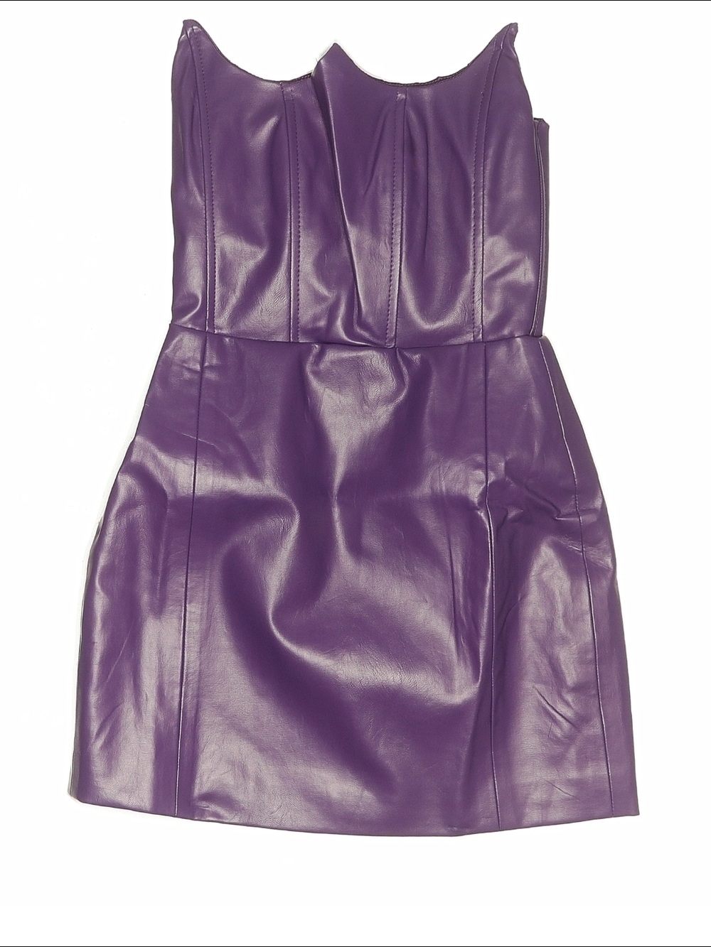 NWT CIAO BY CC Issa Mini Dress Faux Leather Strapless Dress in Purple XXS